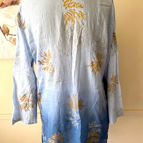 WHITE WAVES 💙BLUE💙 2PC WOMEN TOP with pockets SIZE MEDIUM 🌟EUC🌟 - Picture 11 of 14